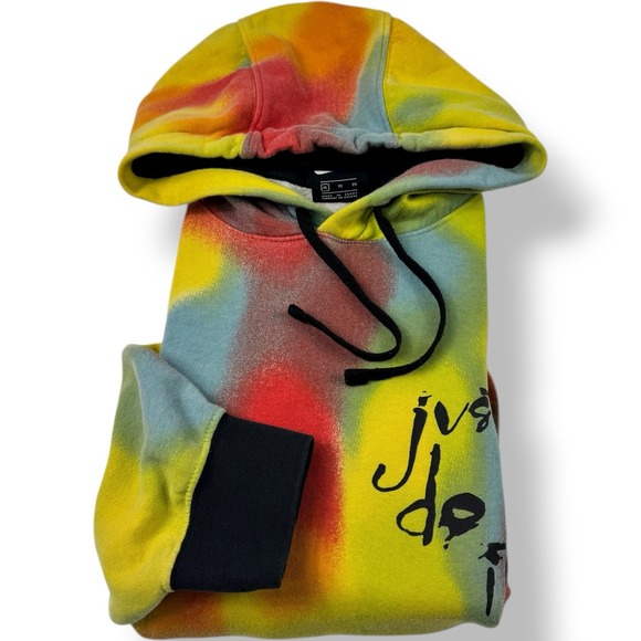 Nike Tie-Dye Yellow Blue Red Action Speaks Louder Hoodie Men's Sz XL CQ7174-100 - Picture 1 of 9